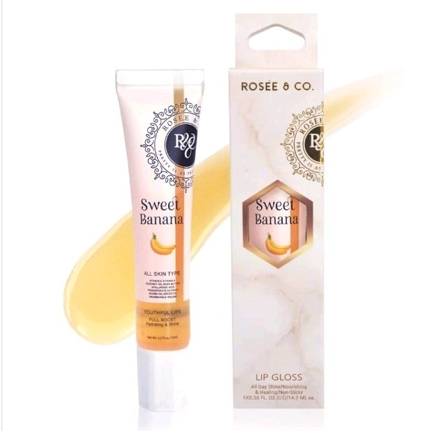 Rosee Lip Gloss Vegan, Professional Make up, Non-Sticky – sweet banana