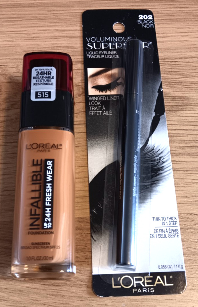 L’oreal Infallible 24 HR Wear Foundation 515 Copper Eyeliner Lot Discontinued
