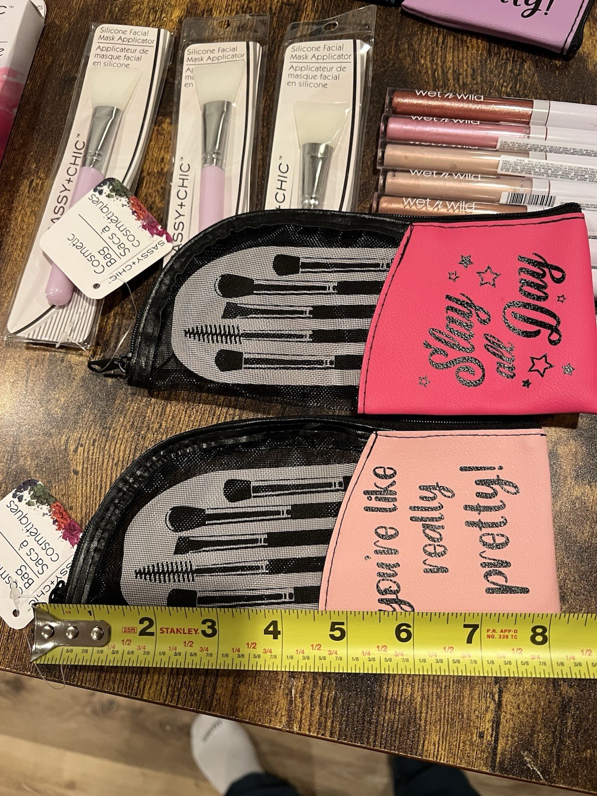 SASSY + CHIC Makeup Bags Nail Grooming Kit Brush Wet N Wild Lip Gloss Mask Lot!