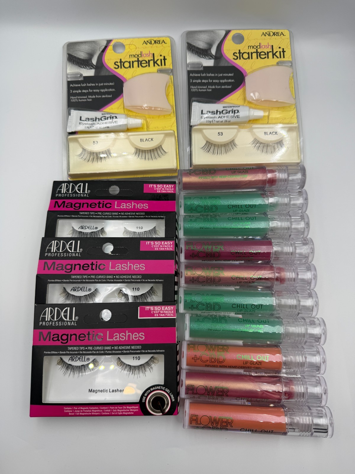 15PCS Mixed Beauty Lot Makeup Assorted Lip Products False Lashes Ardell Flower