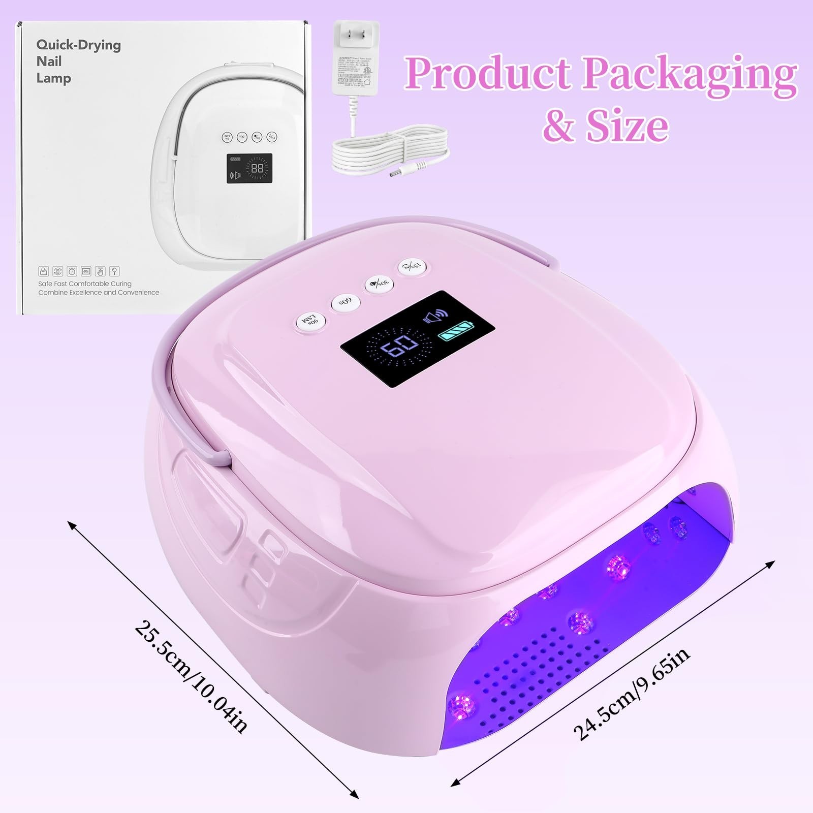 126W Rechargeable UV LED Nail Lamp, Portable Cordless Nail Dryer with Auto Se…