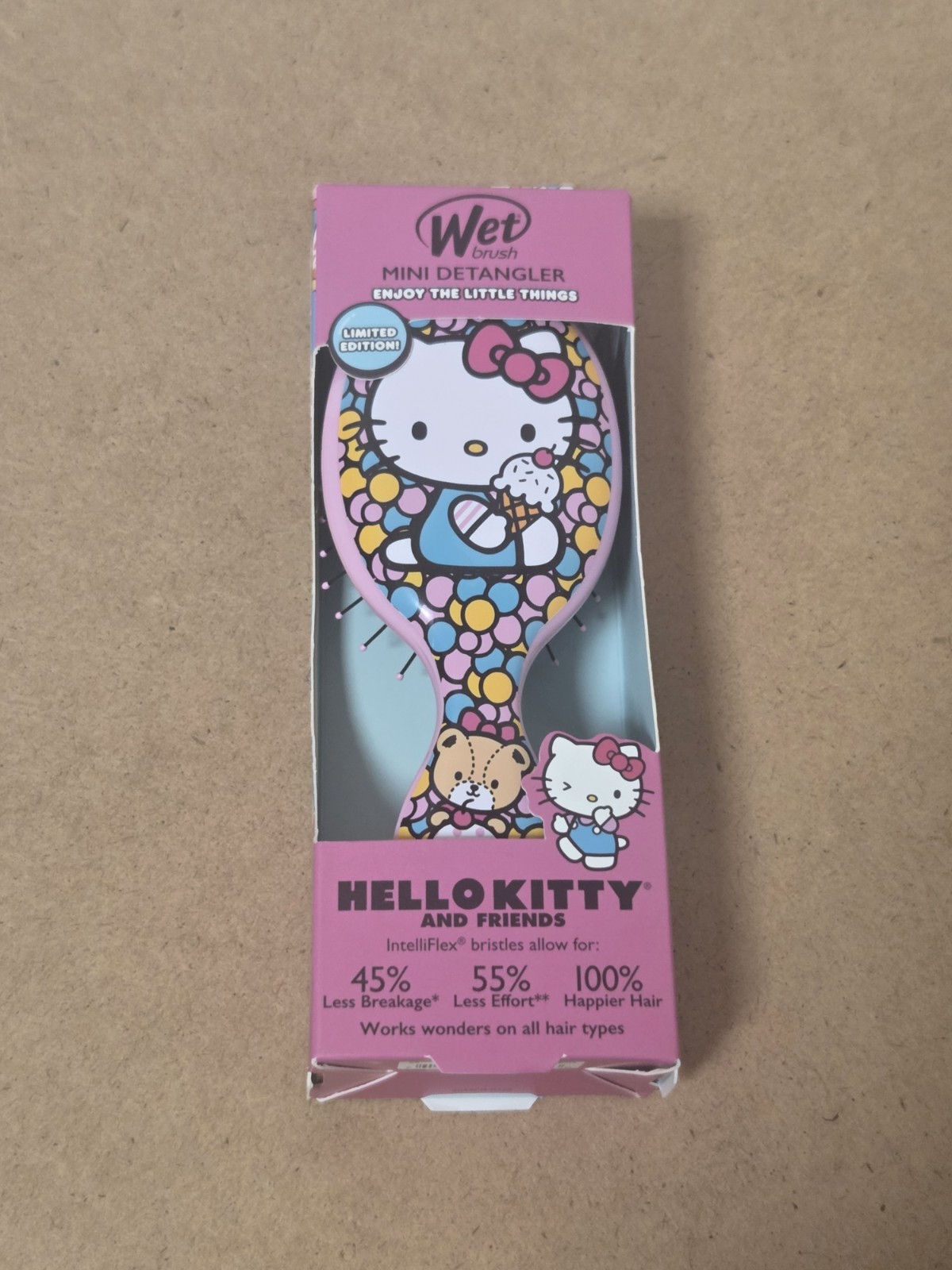 NEW 5 Pc Hello Kitty Makeup + Hair Brush LOT Creme Shop Wet N Wild Wet Brush