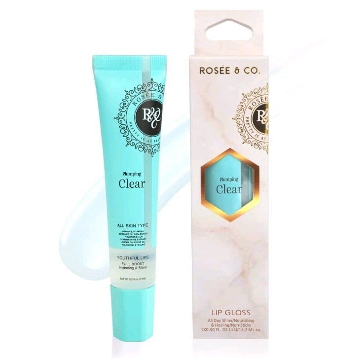 Rosee Lip Gloss Vegan, Professional Make up, Non-Sticky – Clear Plumping