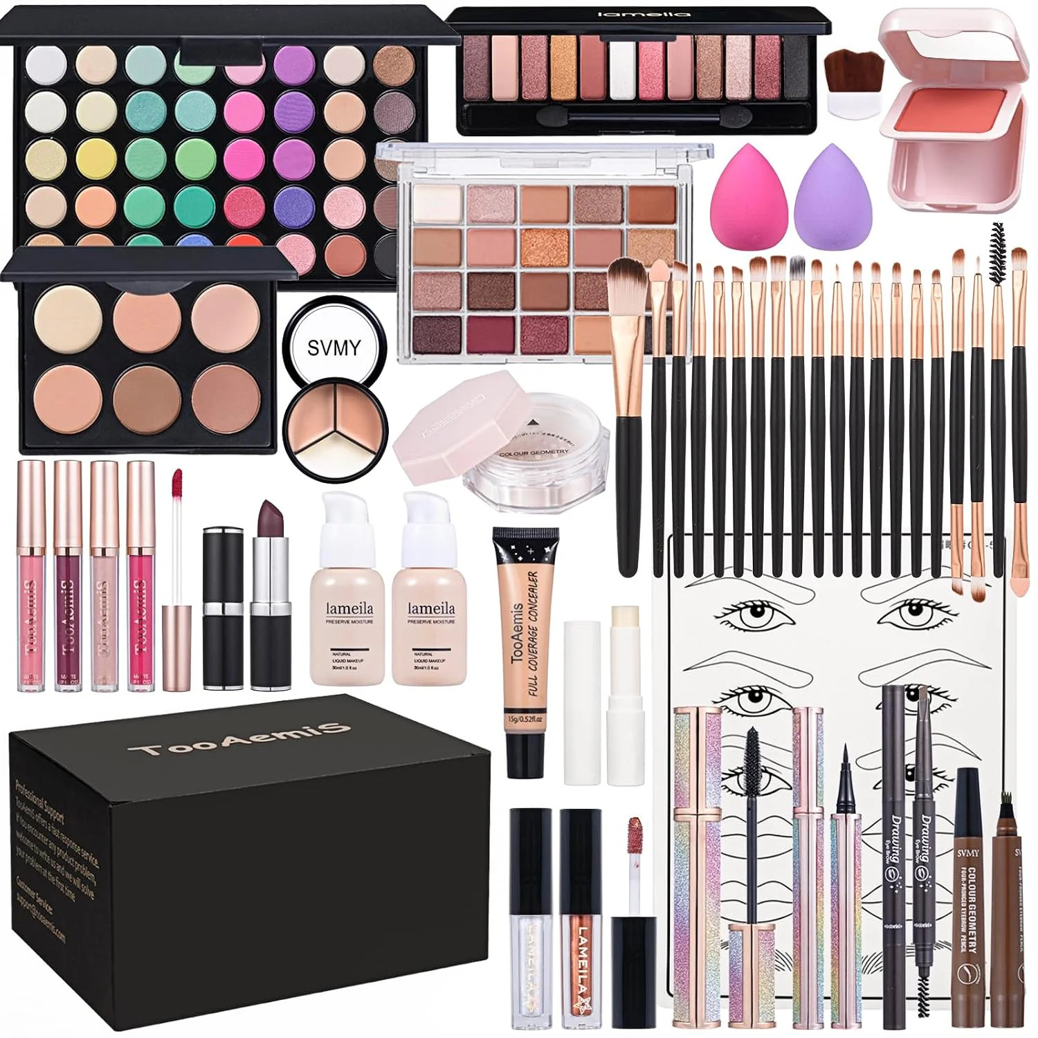 All‑In‑One Makeup Kit for Women – Full Professional Beauty Set, Eyes Lips Face,
