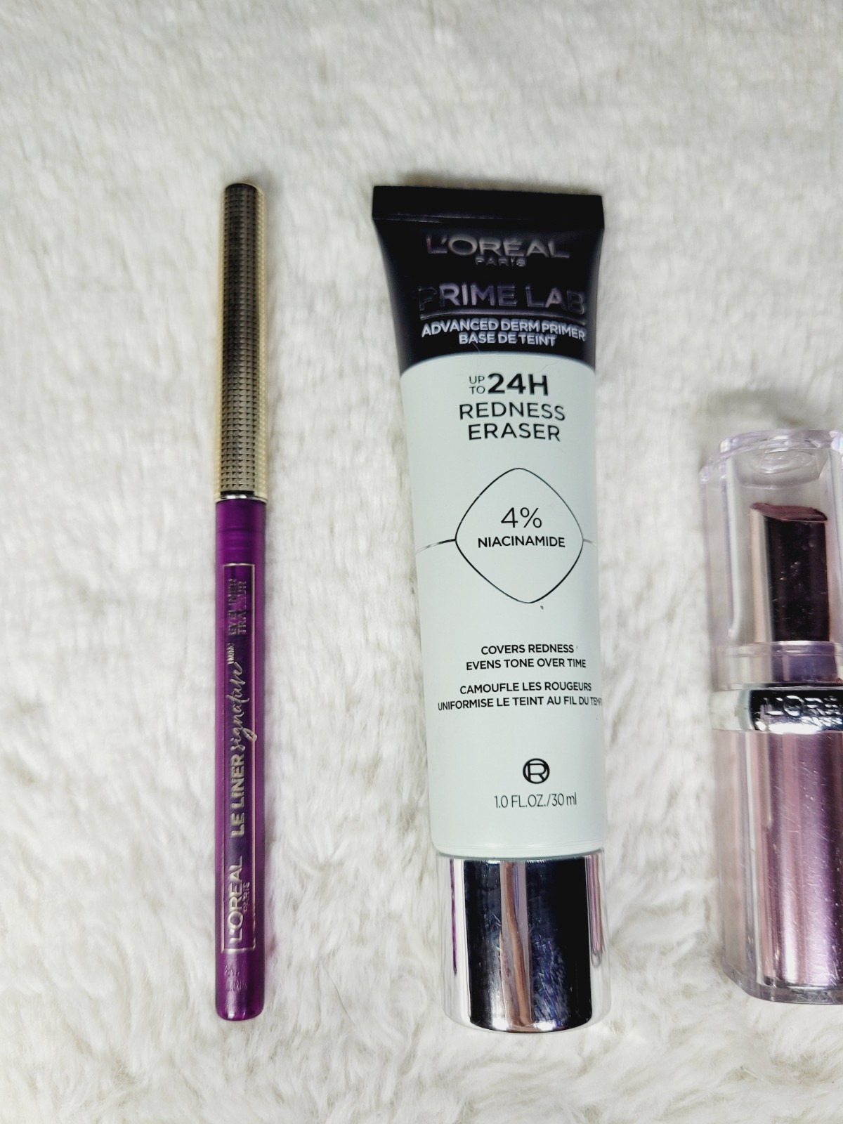 L’Oreal Paris Prime Lab Redness Eraser 120 Blush Fantasy Lip Violet Eyeliner Lot