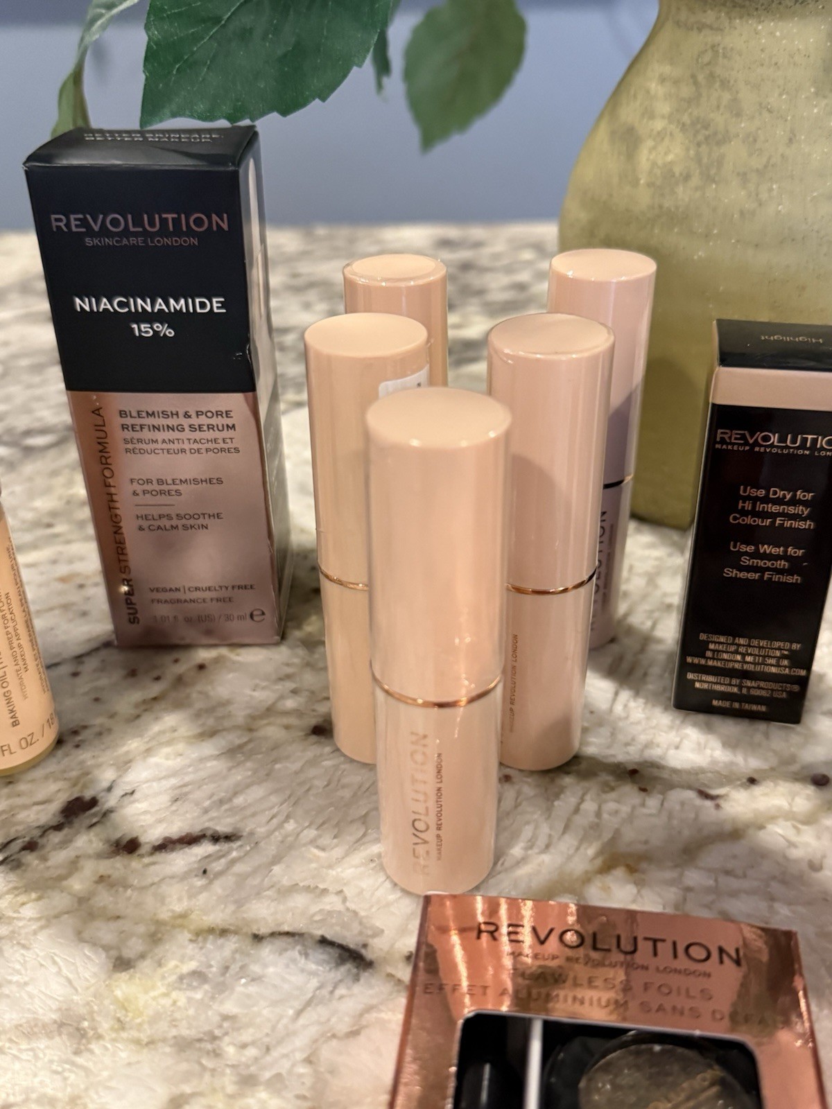 Revolution London 15 Piece Makeup Lot Foundation, Concealer, Serums Etc. NEW!