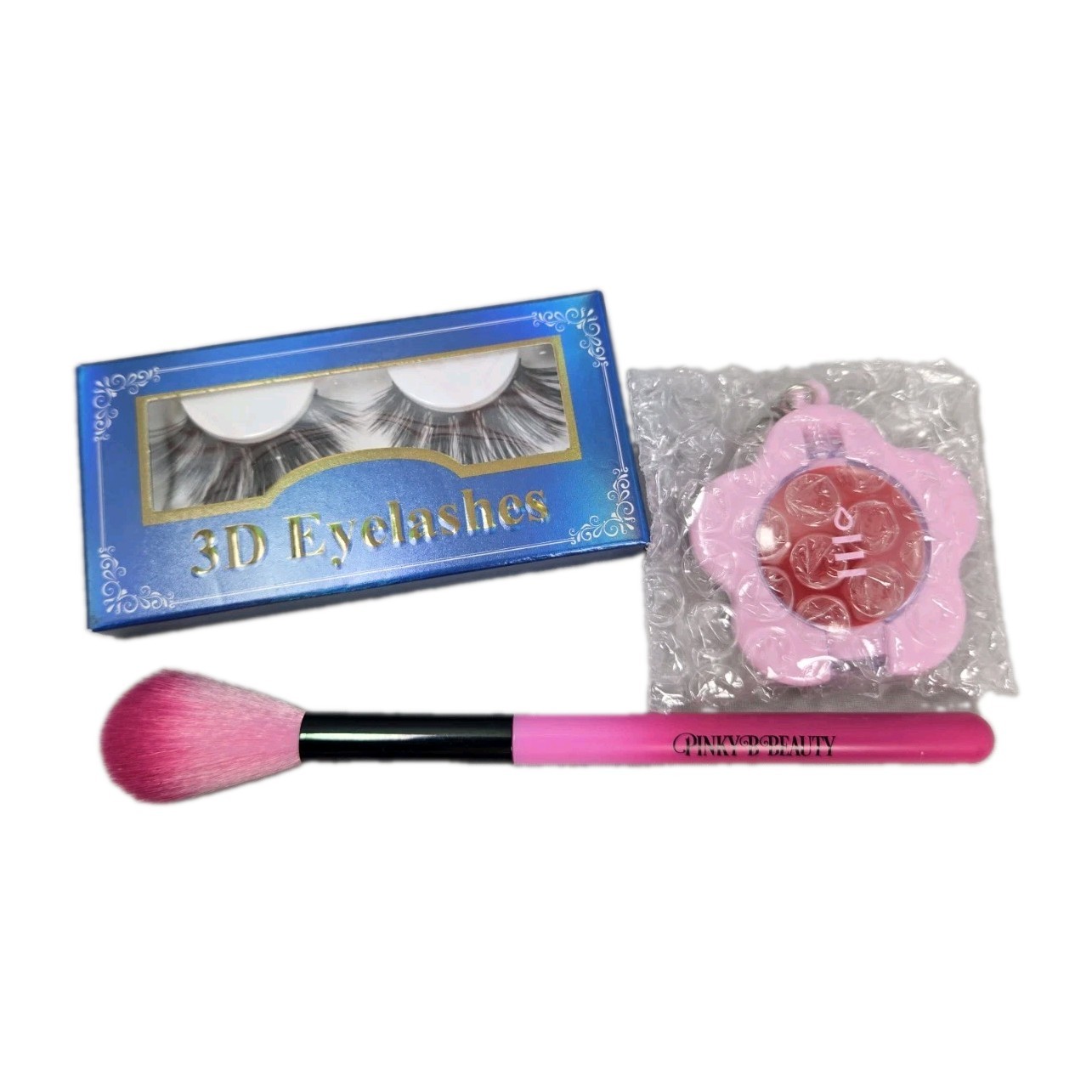LOT Makeup Totemica Lip & Cheek Tint Keychain Pinky B Beauty Brush False Lashes
