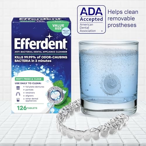 Efferdent Denture & Retainer Cleaner Tablets, Minty Fresh, 126 Count