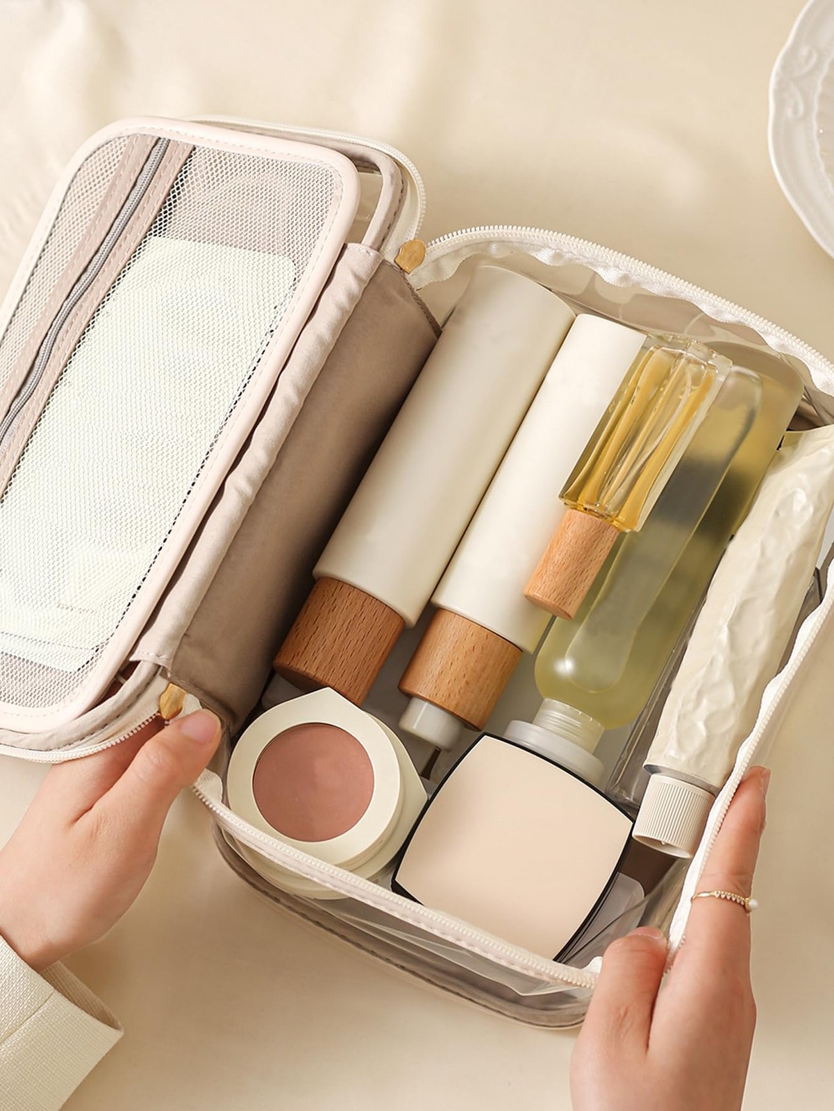 Large Clear Makeup Bag Big Cosmetic Bags Waterproof Toiletry Orangizer with H…