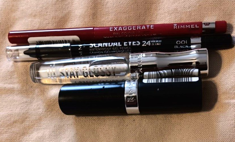 Rimmel London Lot Berry Lipstick Clear Lip Gloss Black Eye Red Diva Lip Liner