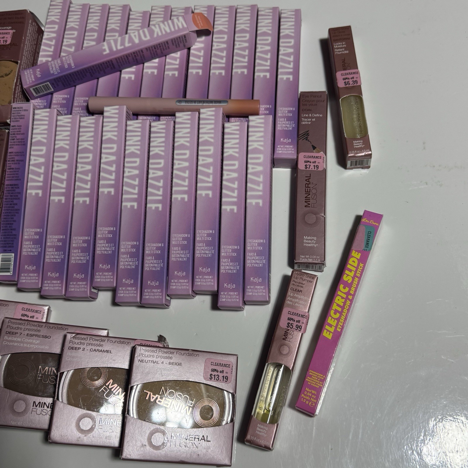 42Pc Mineral Fusion Lot Liquid / Powder Foundation Eyeshadow Lip Plumper