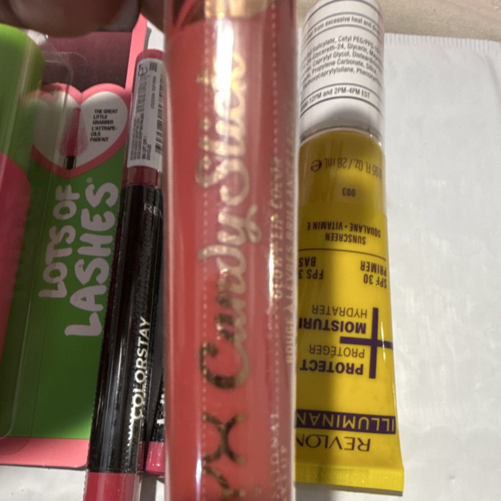 Maybelline Great Lash, NYX Candy Slick, Revlon Illuminance SPF 30, Full Size Lot