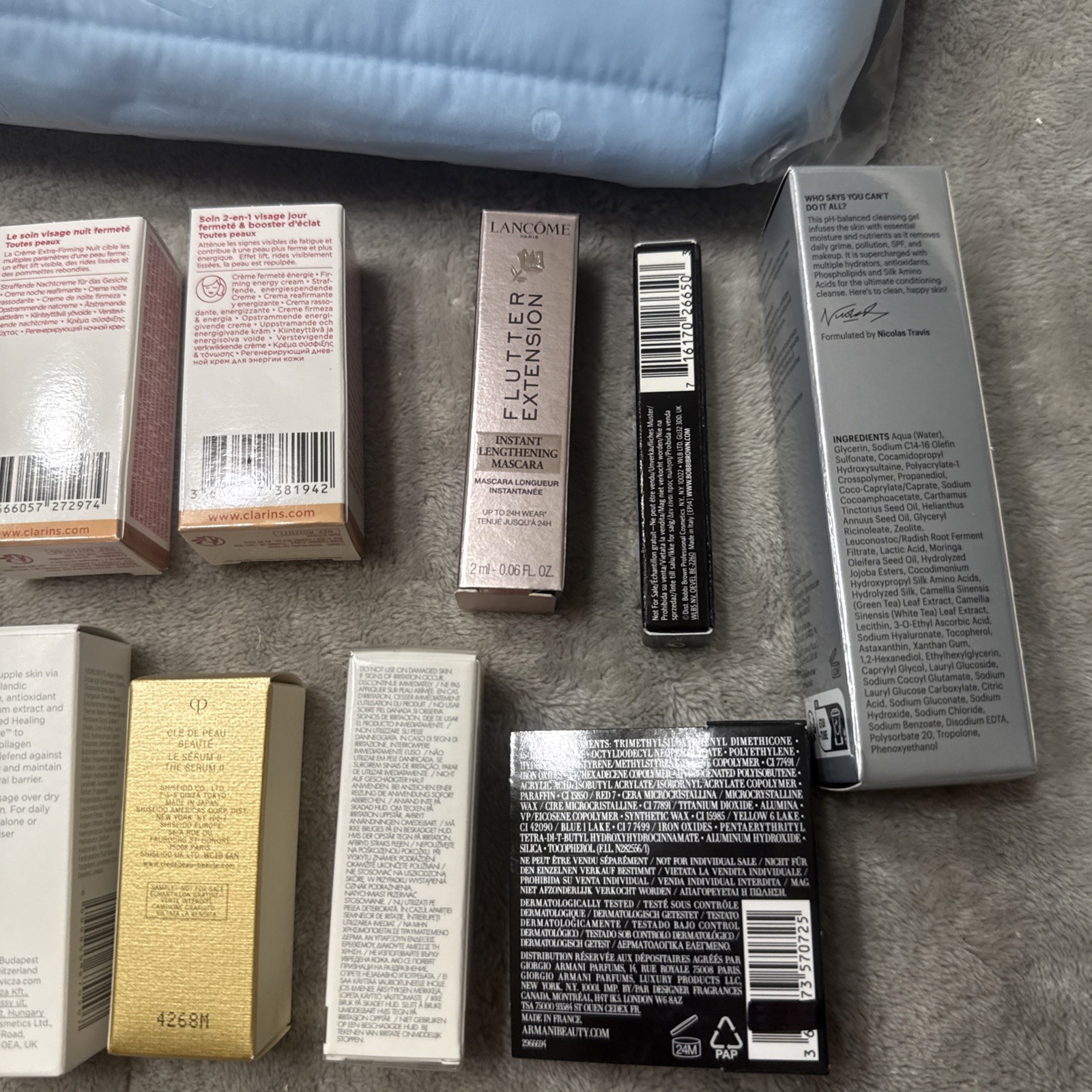 Lot 12 Pc ULTA BEAUTY High-End Skincare & Beauty Sample Lot w/ Cosmetic Bag