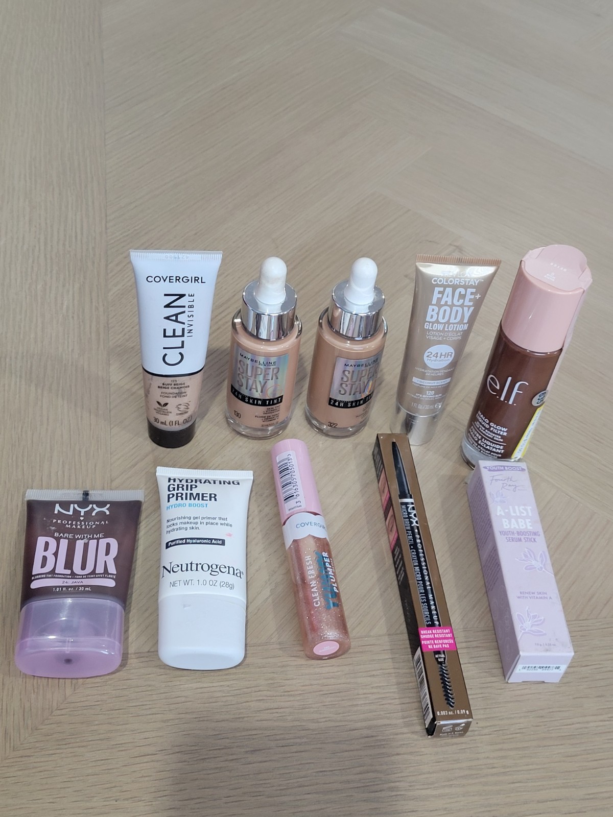 Mixed Brand Makeup Lot NYX Maybelline e.l.f Neutrogena CoverGirl 10 Piece Set