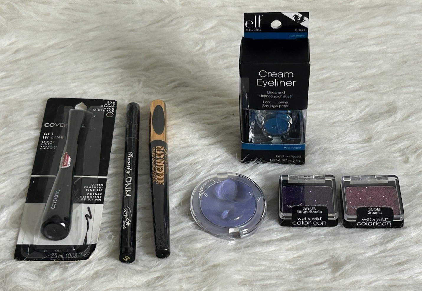 Lot of 7 Eye Makeup Elf Covergirl Wet n Wild Eyeliner Eye Shadow Glitter