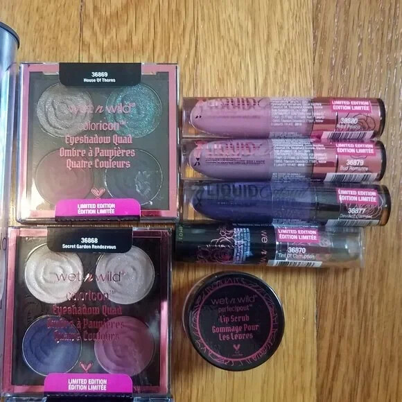 New 10 Wet N Wild Rebel Rose Brush Eyeshadow Lipstick & Scrub Limited Edition