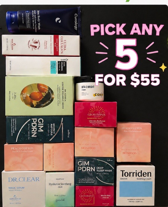 Pick Any 5 Korean Skincare Bundle | K-Beauty Mixed Lot | Choose Your Items