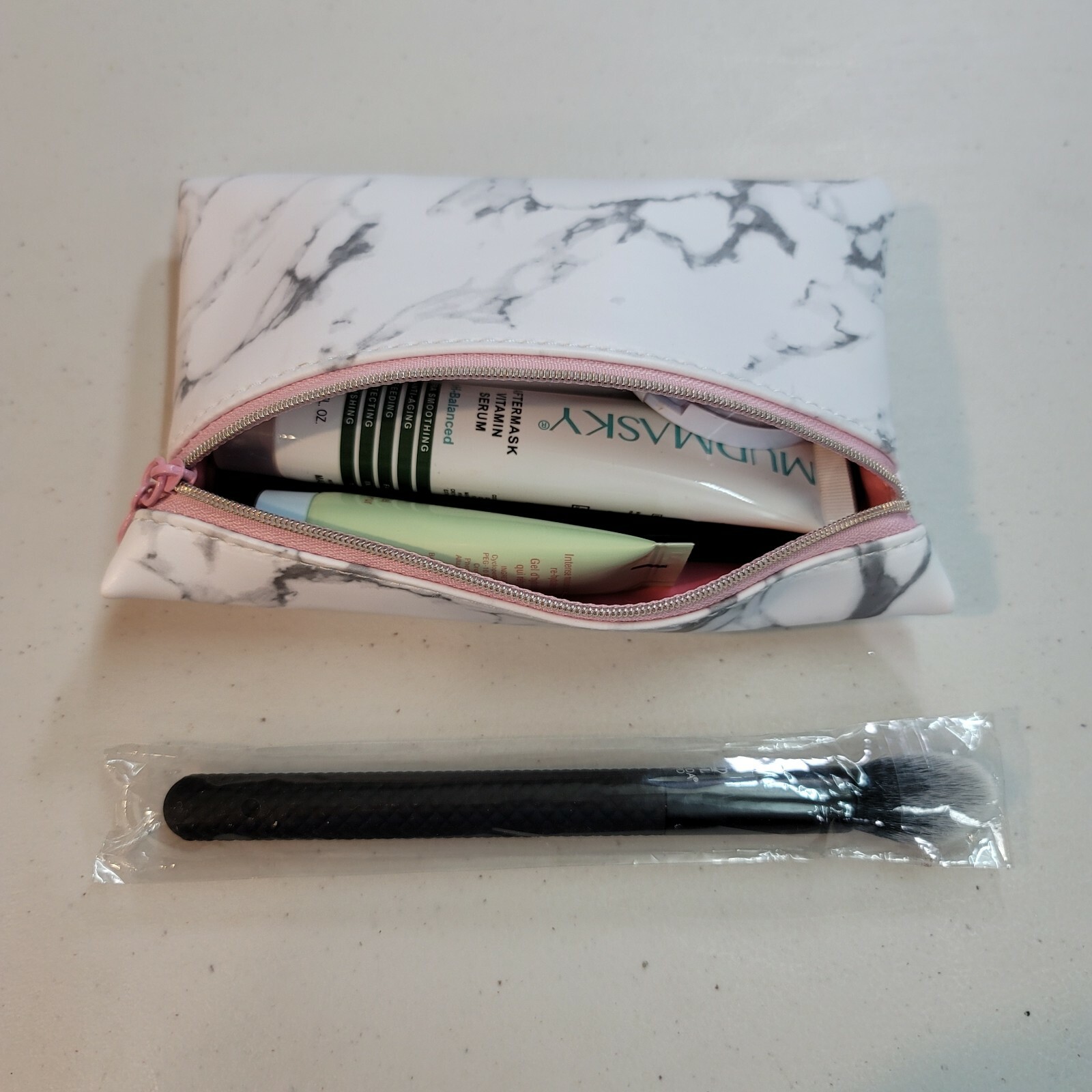 Lot of Assorted Cosmetic Makeup Eye Shadow Lip Stick Aftermask, with Zipper Bag