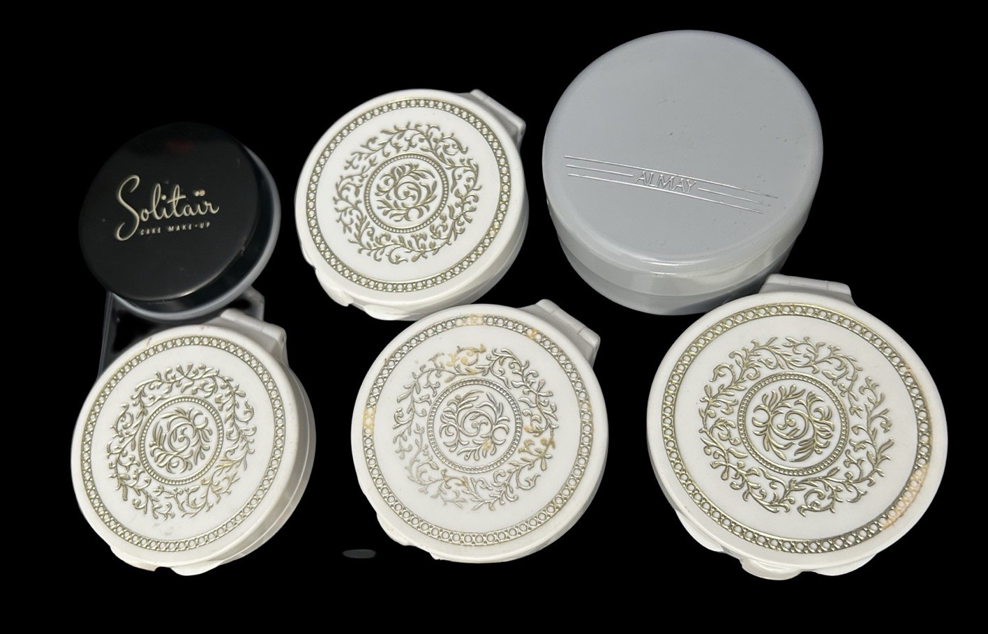 15pc Lot NEW VTG Cosmetic Compacts Mirror Powder Lipstick Lashes Nail Polish Kit