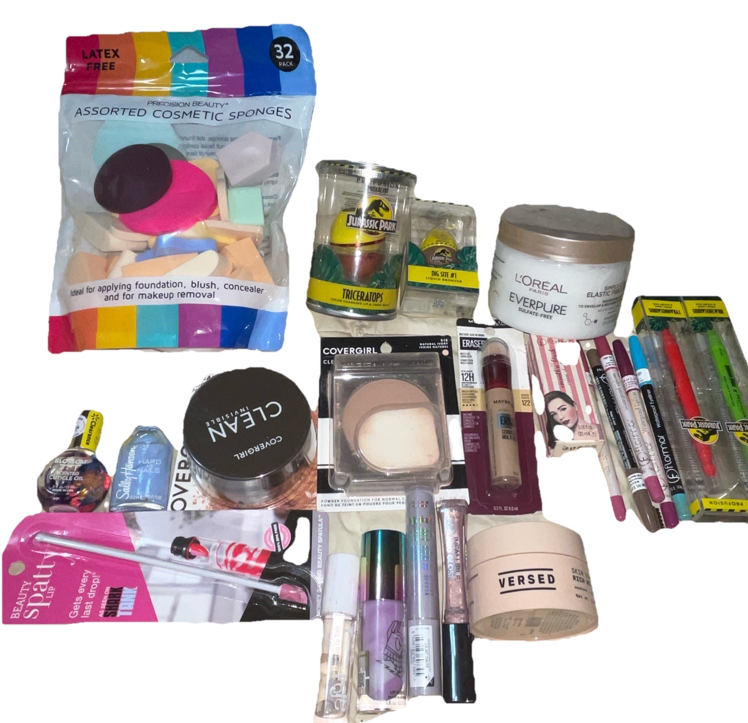 24 Piece Mixed Makeup Lot Revlon L’Oréal Flormar Covergirl Versed Blossom A