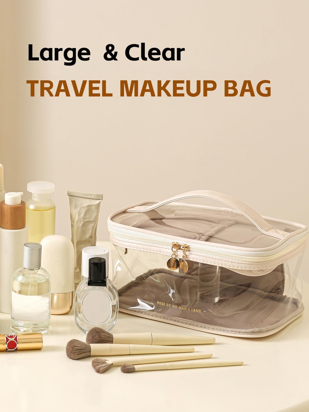 Large Clear Makeup Bag Big Cosmetic Bags Waterproof Toiletry Orangizer with H…