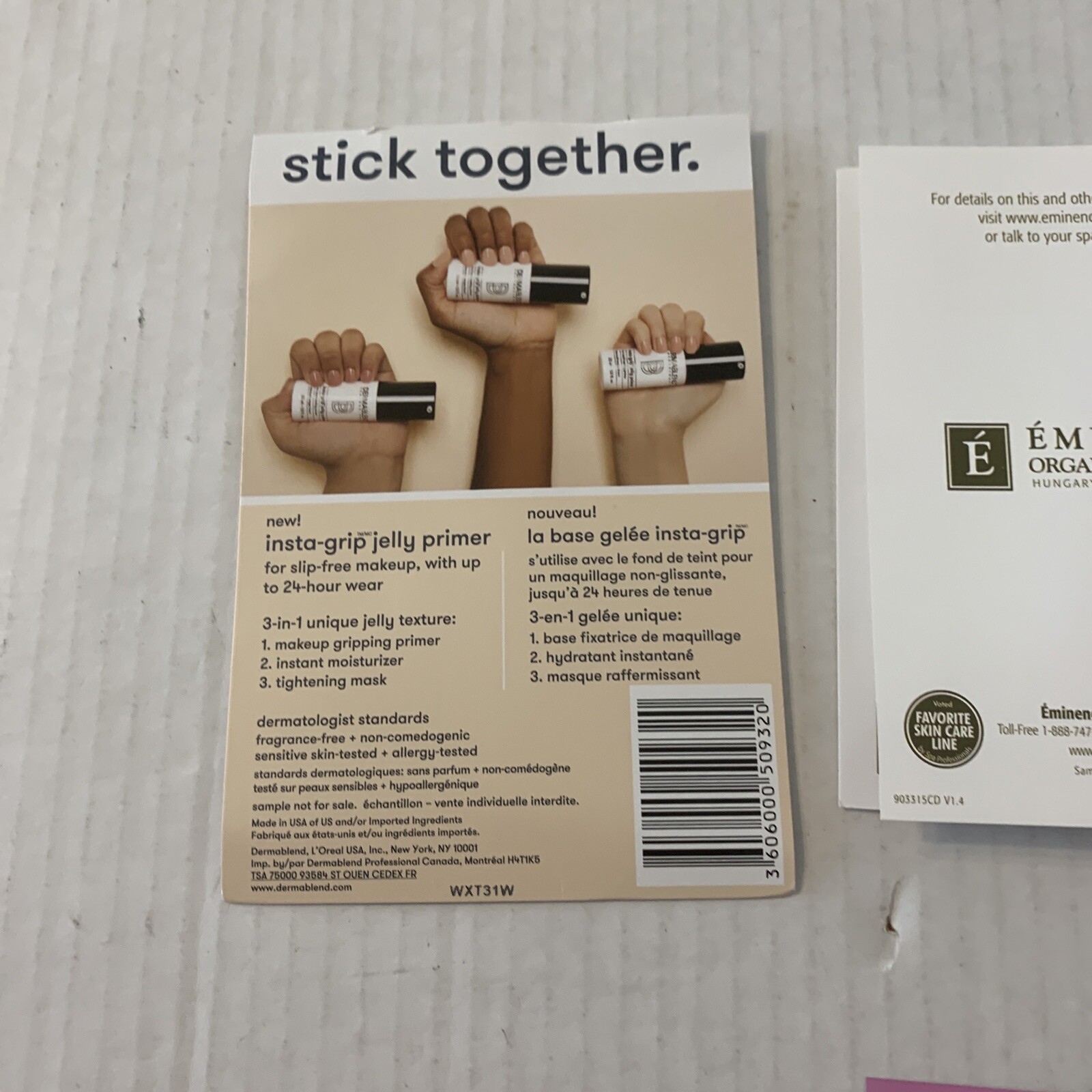 Lot of 5 Skin Care/ Bueaty Product Samples. Eminenece, Lip Mask, Dermablend