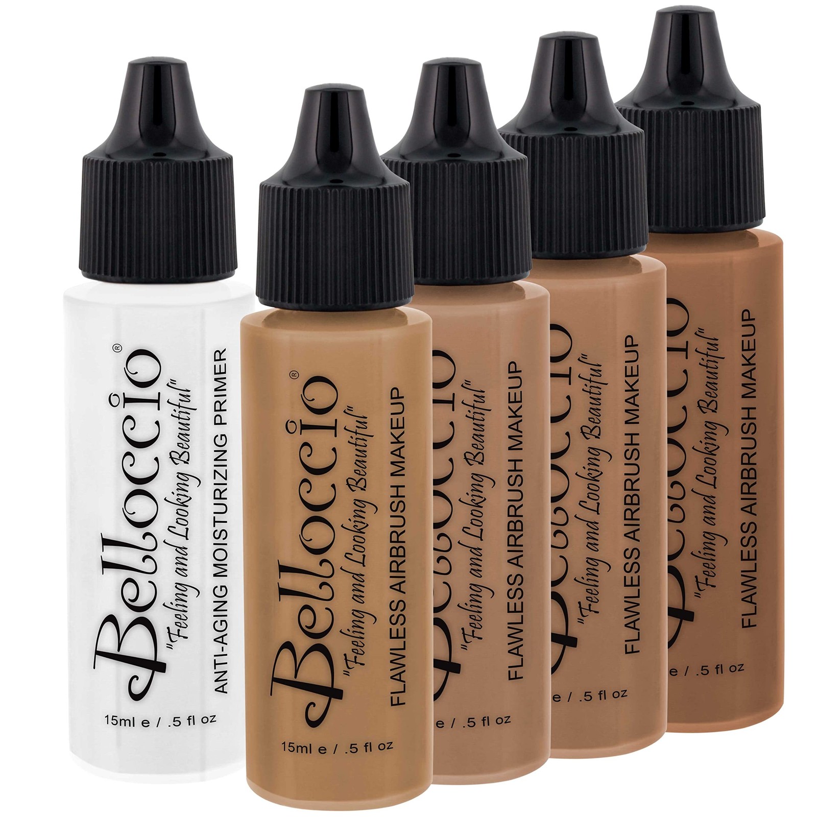 Belloccio Tan Color Shade Foundation Set – Professional Cosmetic Airbrush Mak…