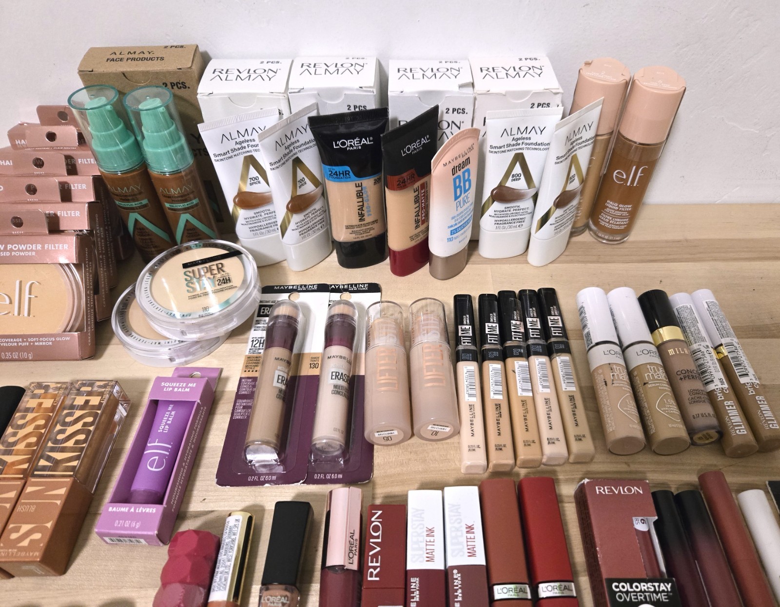 100 Pc Mixed Makeup Wholesale Lot – Revlon Elf Maybelline L’Oreal Milani Nyx