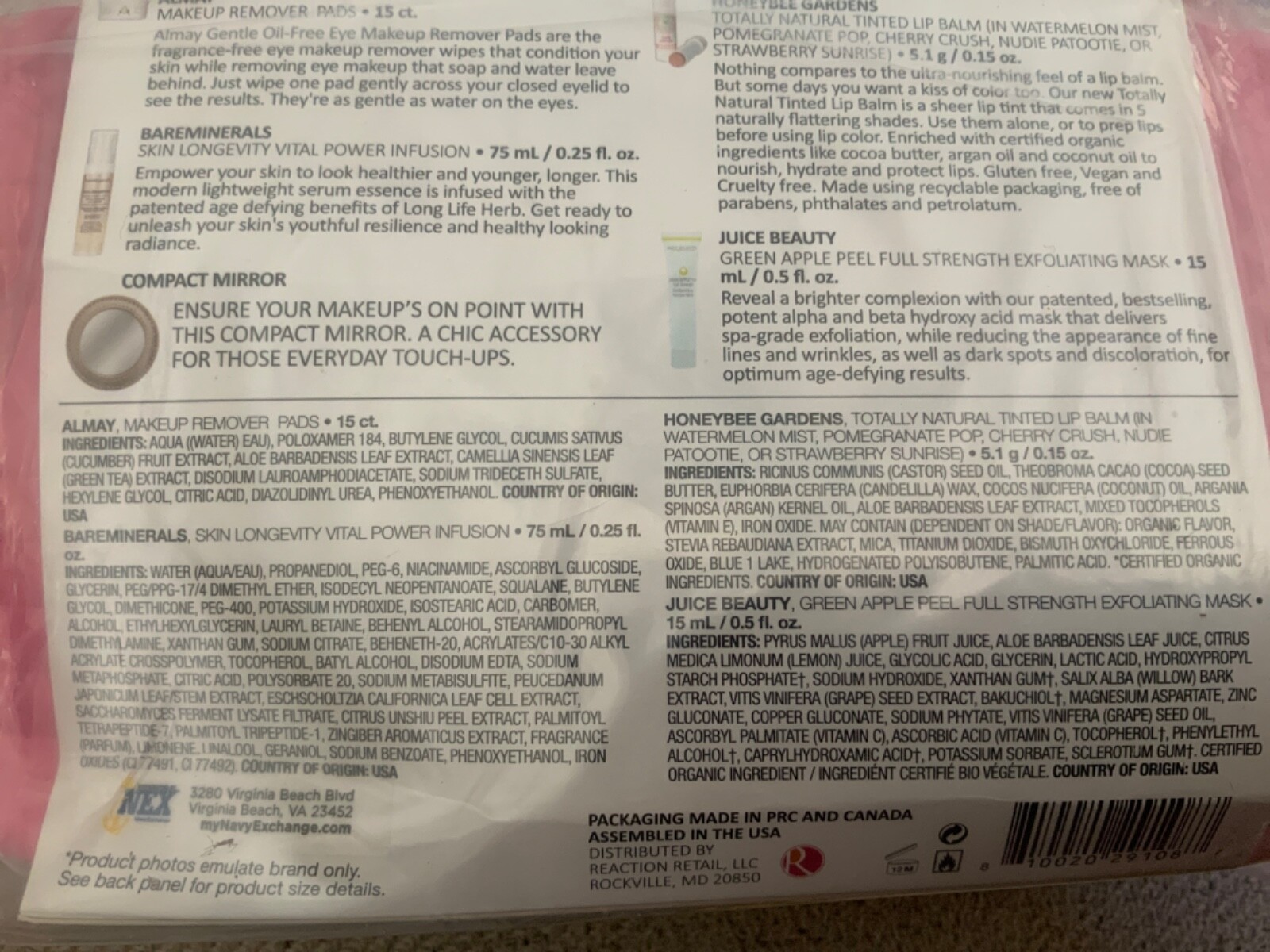 Beauty Samples In Bag , Juice Beauty, Bare Minerals, Honeybee Gardens and MORE