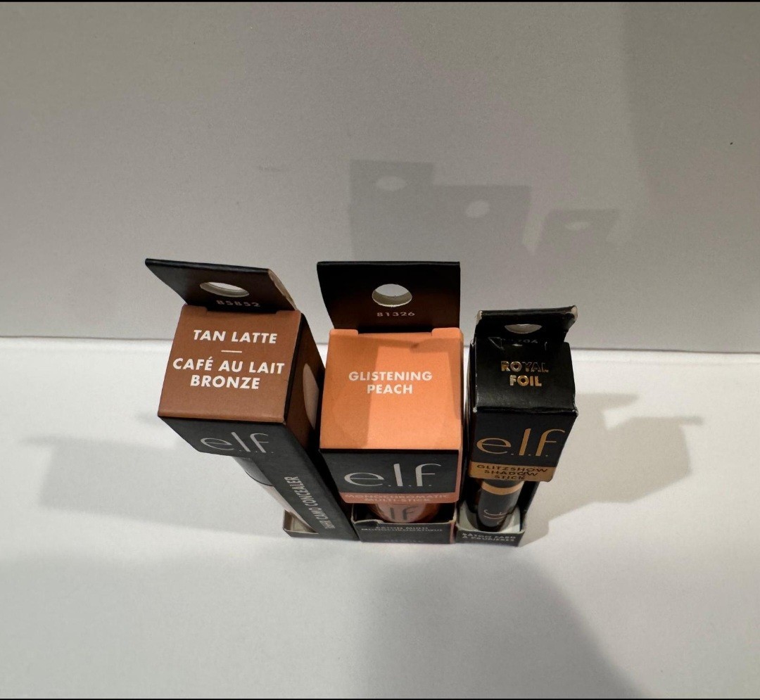 e.l.f. 16HR Camo Concealer Tan Latte, Multi-Stick Glistening Peach, Shadow Stick