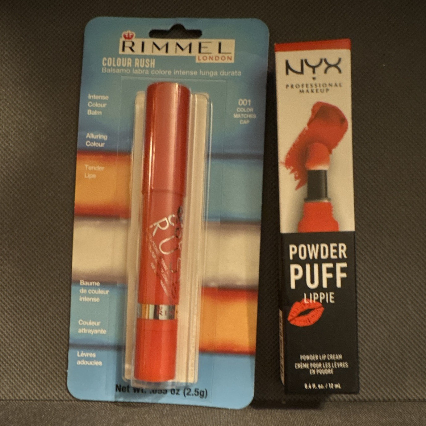 Rimmel Colour Rush Lip Balm + NYX Powder Puff Lippie Full Size Lot of 2