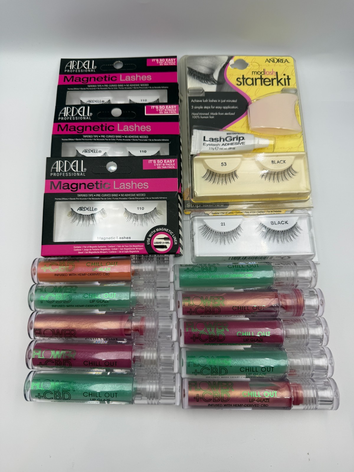 15PCS Mixed Beauty Lot Makeup Assorted Lip Products False Lashes Ardell Flower