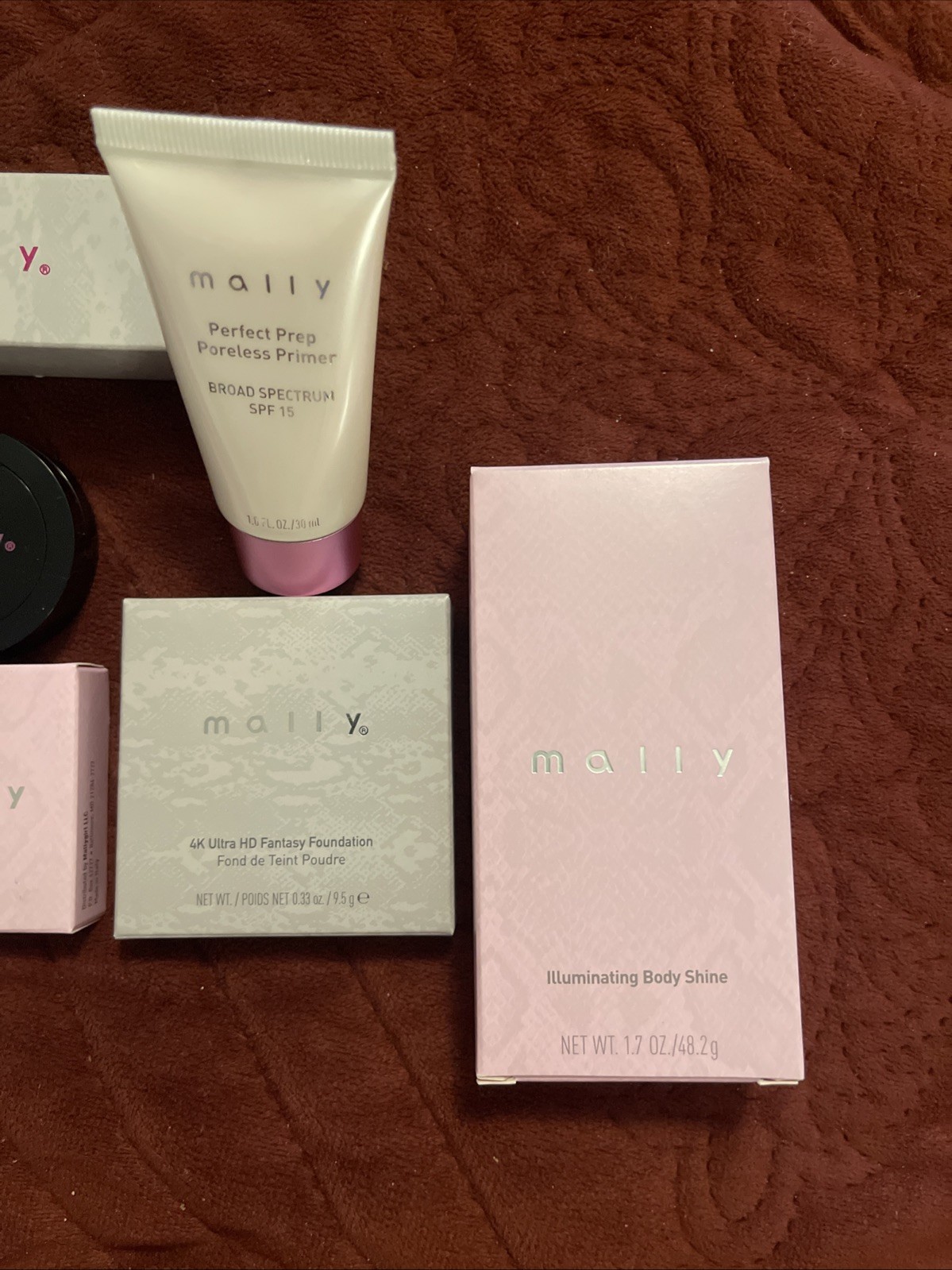 9 pc MALLY Makeup ,shine, Glow, Kiss, Concealer, Primer, Blush, Foundation, Brsh