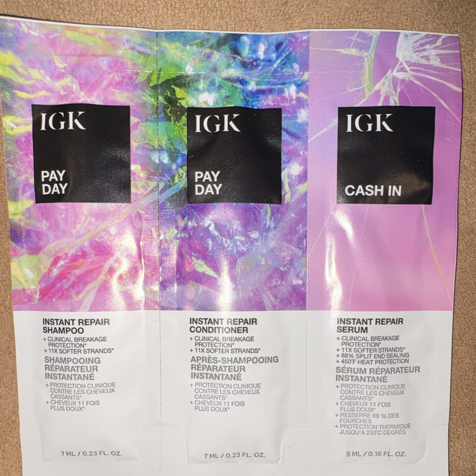 Assorted Beauty Sample Lot Redken Acidic Bonding IGK Pay Day Cash In + Headband