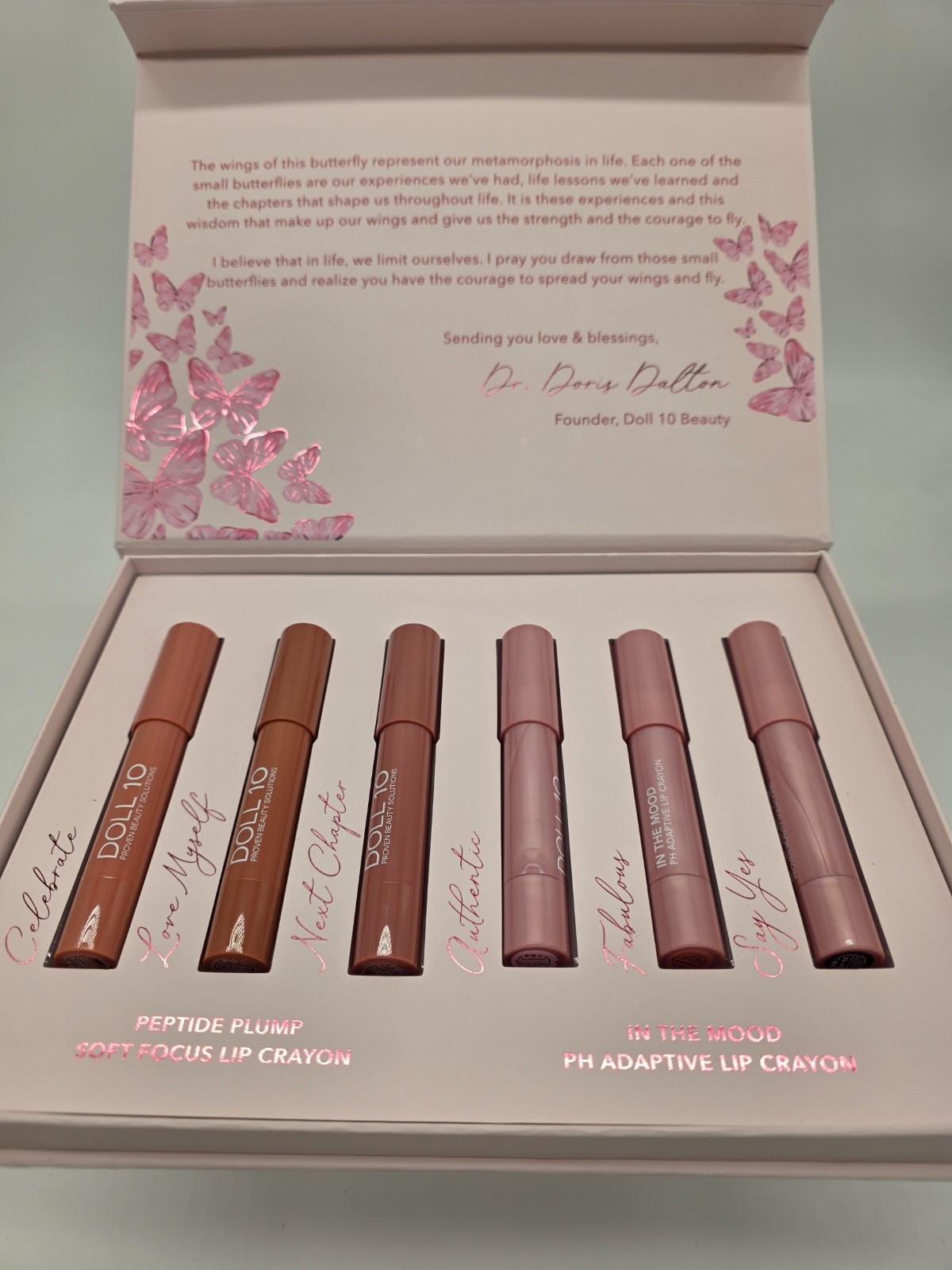 Doll 10 Beauty 6pc Lip Crayon Set Peptide Plump Soft Focus + pH Adaptive Collect