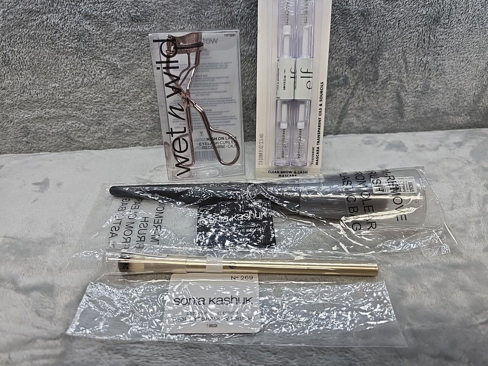 New Makeup Tool Set 4 Pc ELF Wet n Wild Sonia Kashuk Brushes Eyelash Curler