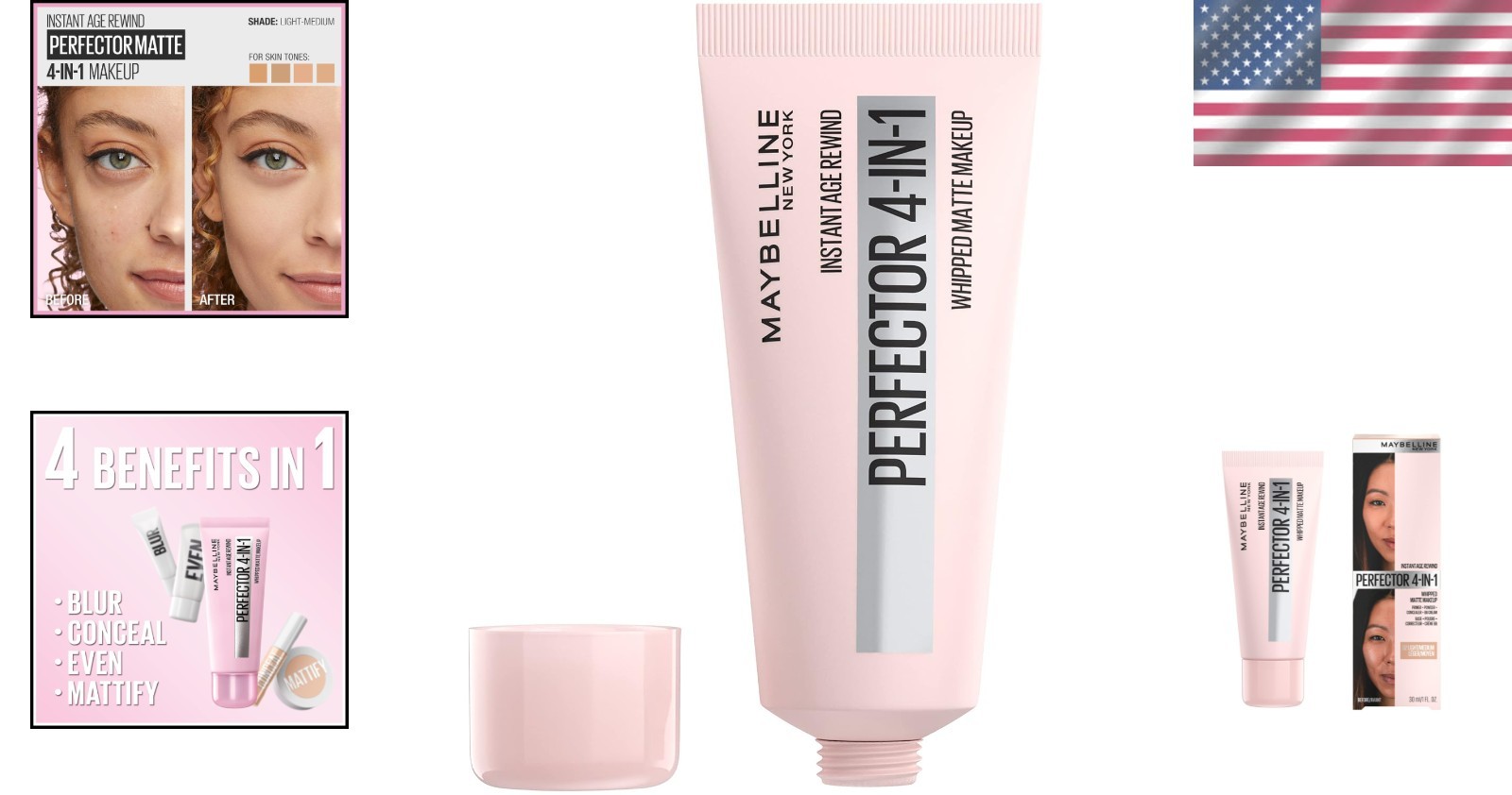 Instant Age Rewind Instant Perfector 4-In-1 Matte Makeup, 02 Light/Medium, 1 …