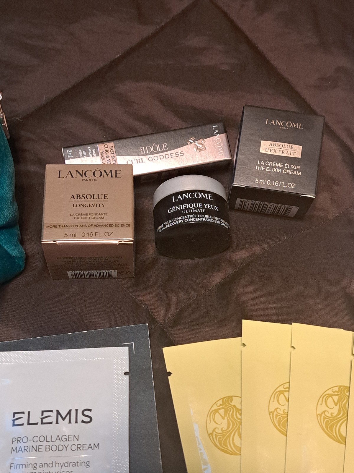 Lot 34 Beauty Samples & La Mer Zip Bag ~ Elemis-Lancome-Dior-Gucci-Oribe-Kiehl’s