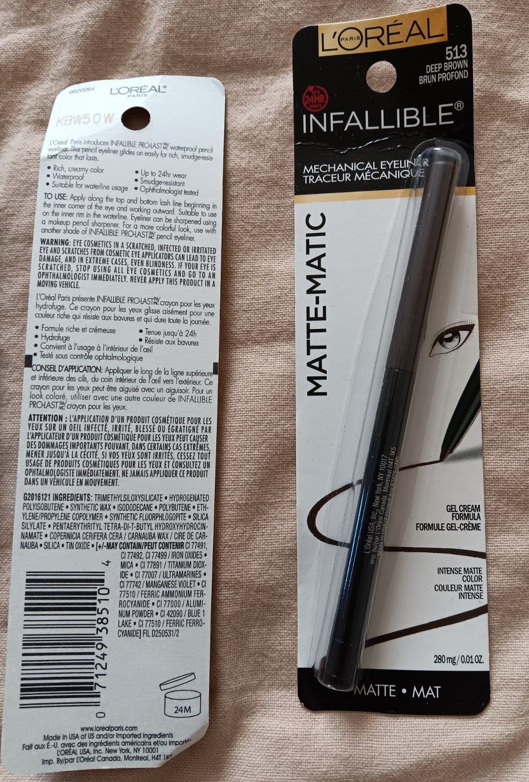 L’oreal Paris Lot #869 Black Brown Mascara #840 Bronze #513 Deep Brown Eyeliner