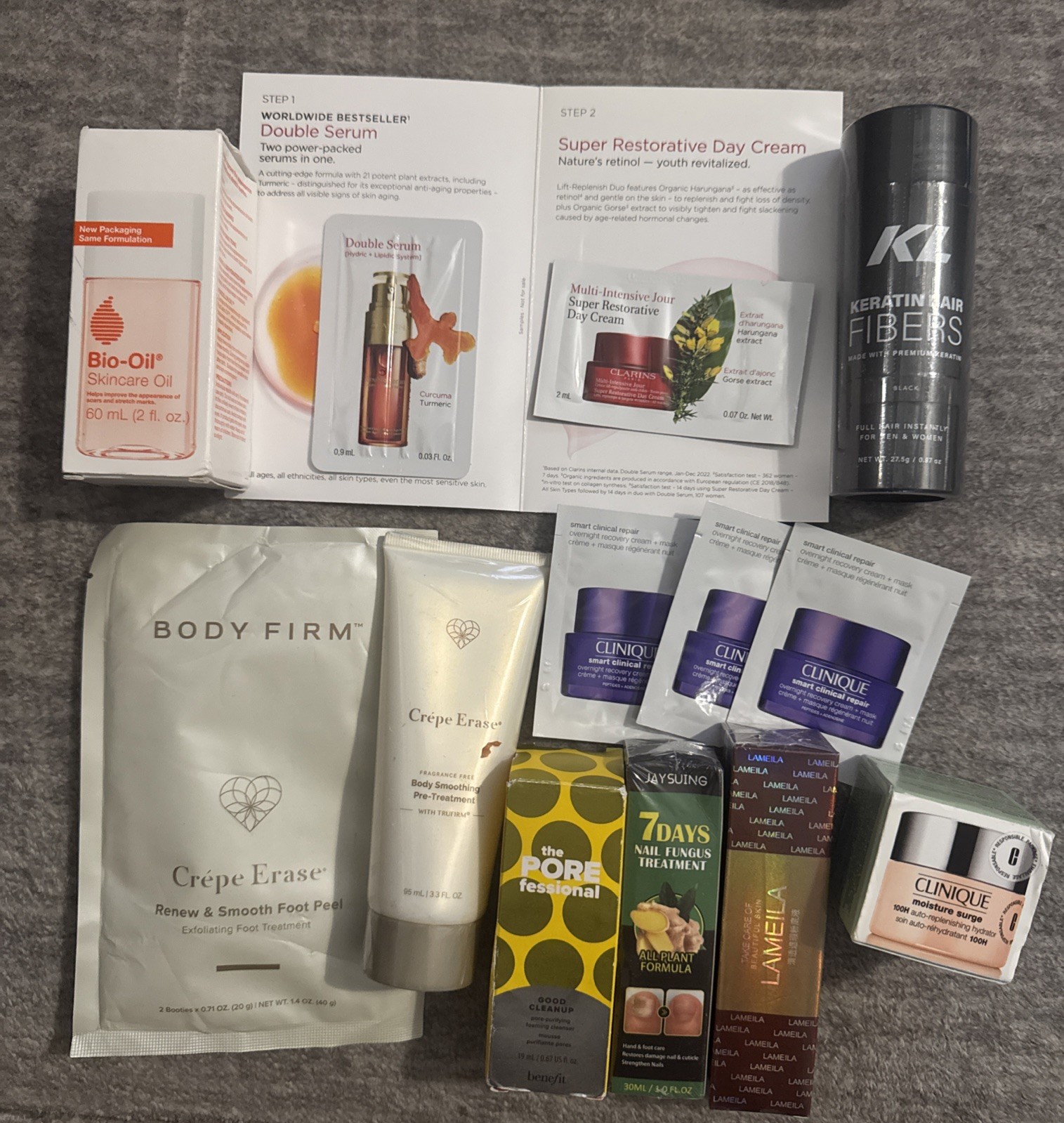 NEW MIXED LOT 12 Pcs Skincare & More- Bio Oil, Clarins, Clinique, Crepe Erase..