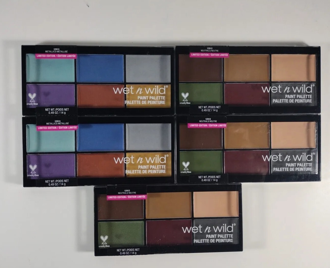 Wet-N-Wild Mixed Makeup Lot of 5 Eyeshadow Palette Varies Colors All New Sealed