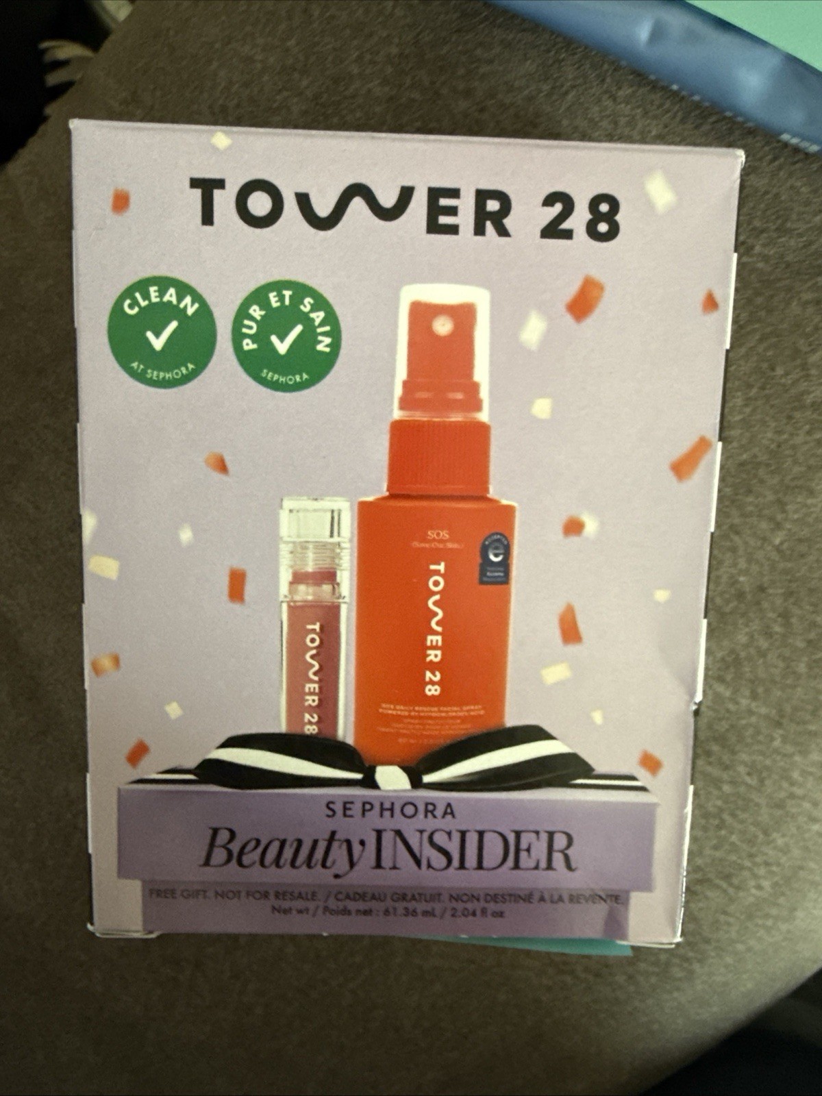 Tower 28 SOS Clean Beauty Set Spray & Lip Gloss Orange 2 Items