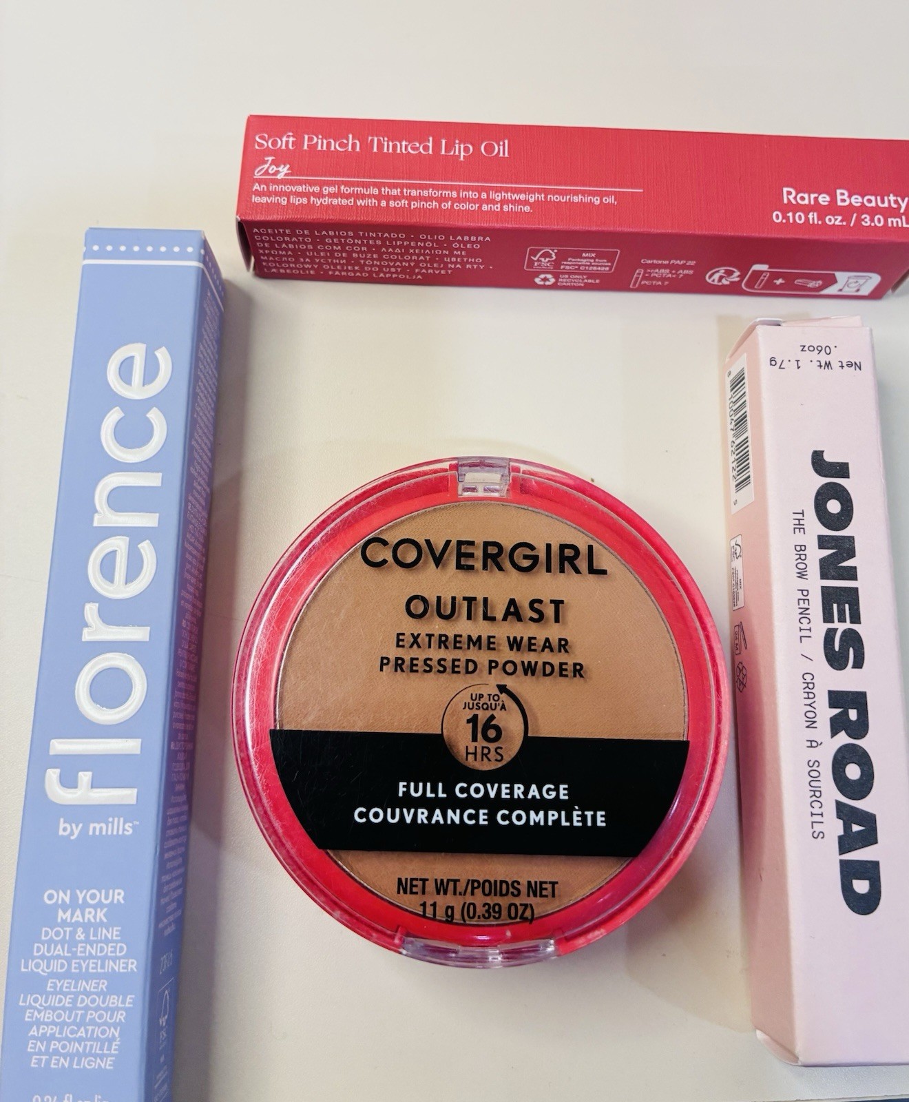 Florence by Mills, COVERGIRL Outlast Powder, Rare Beauty, Jones Road Lot