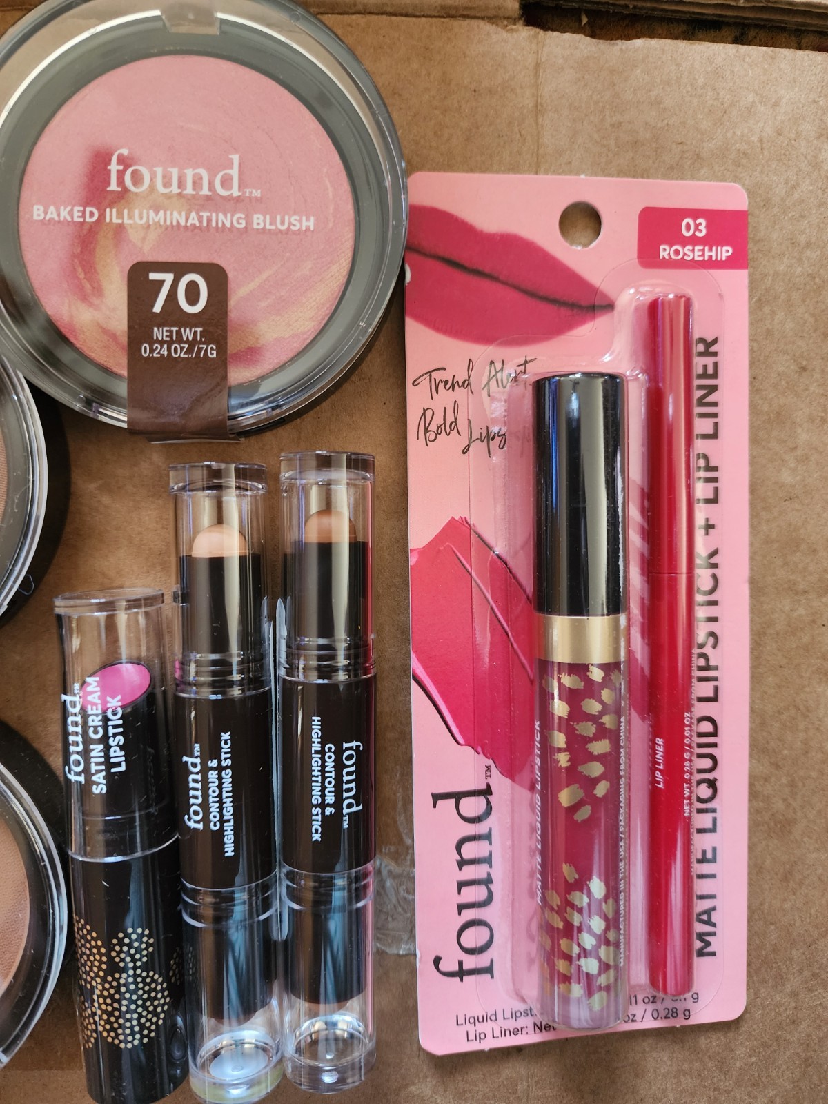 LOT OF 10 Found Cosmetics Blush, Concealer,Eye Primer,Foundation, Lipstick,Gloss