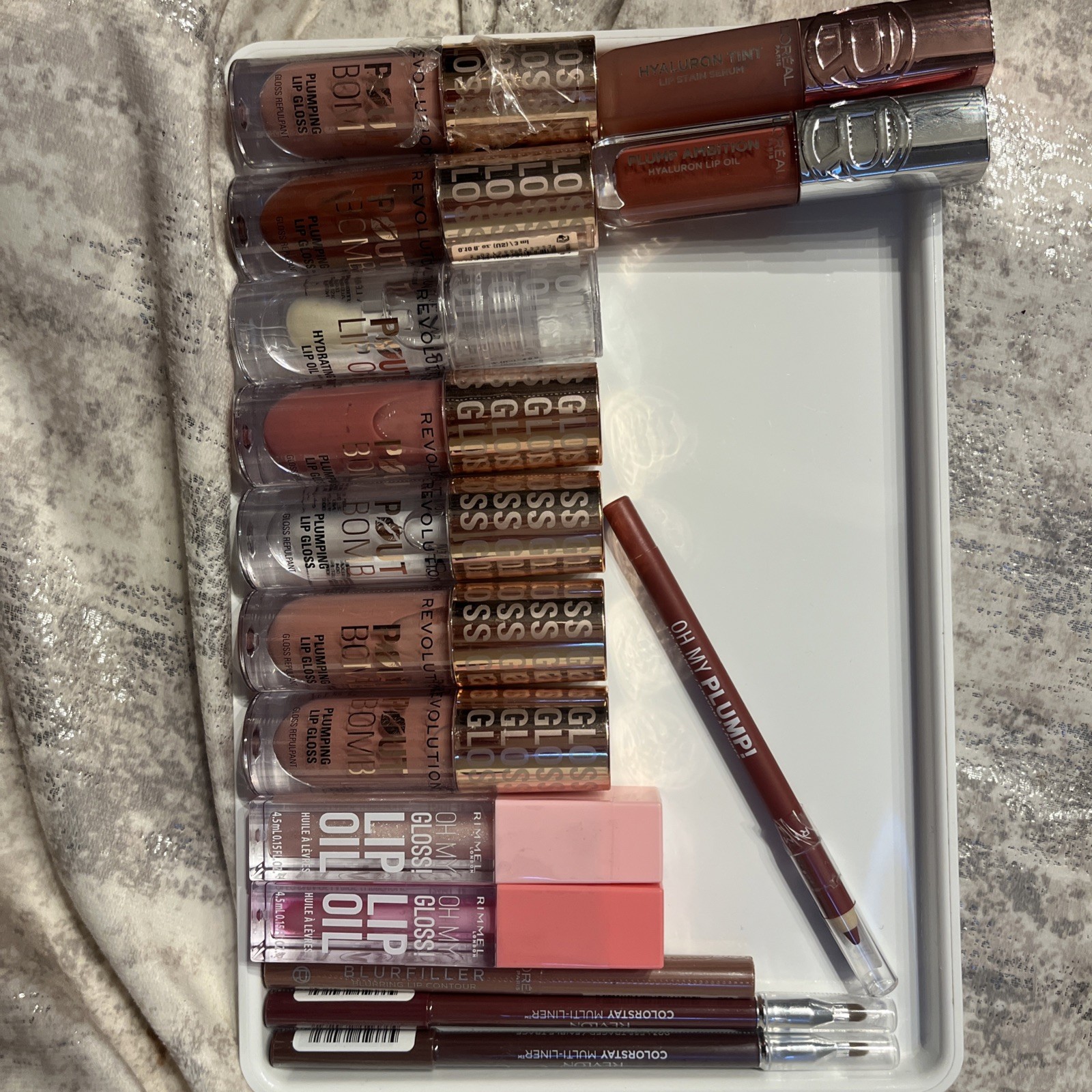 15PC Lip Gloss Oil Liner Makeup Bundle L’Oréal Revlon Rimmel New Beauty Set