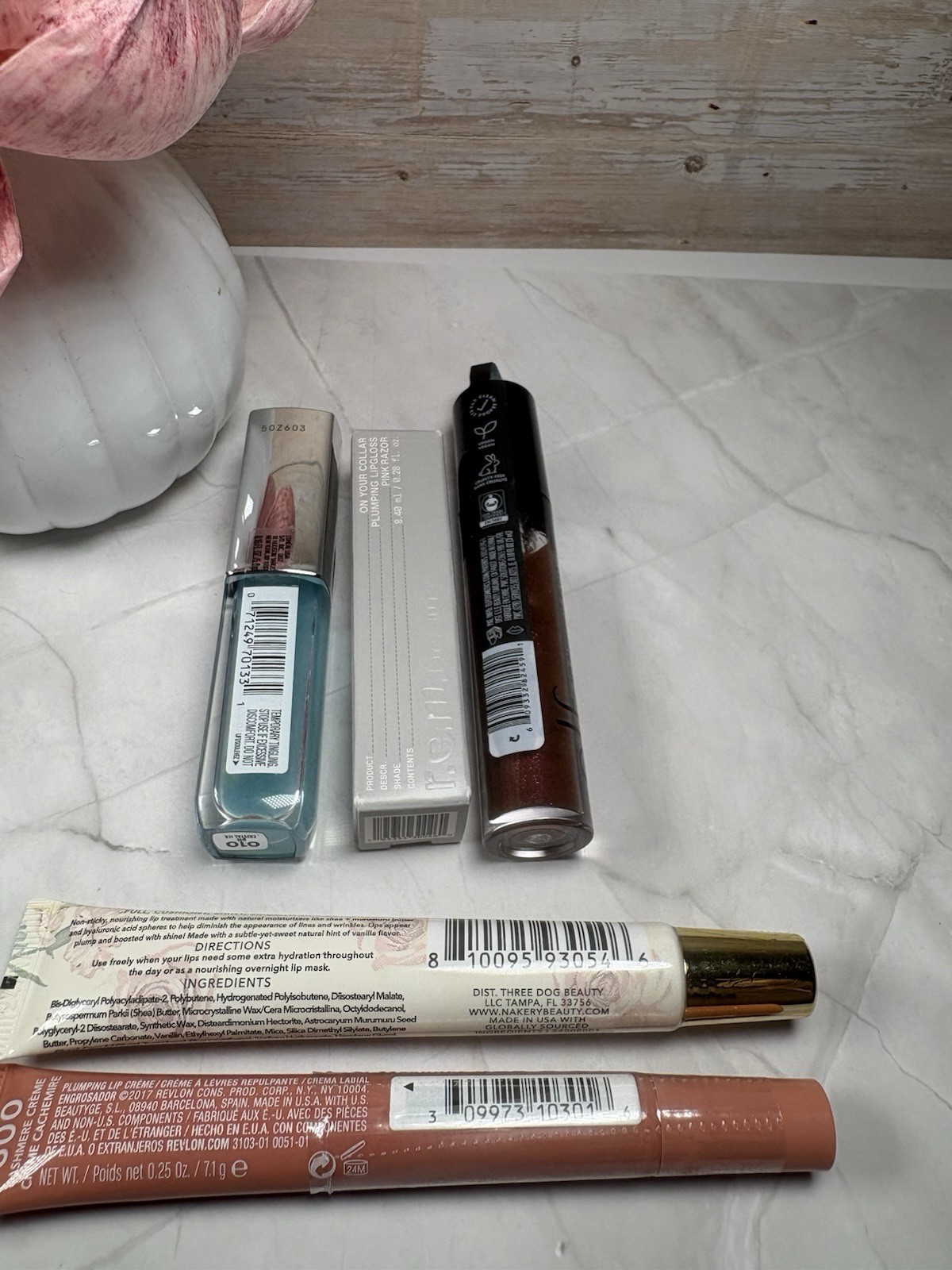 5pc Plumping Lip Gloss & Treatment Lot * Nakery L’Oréal e.l.f. Revlon r.e.m.