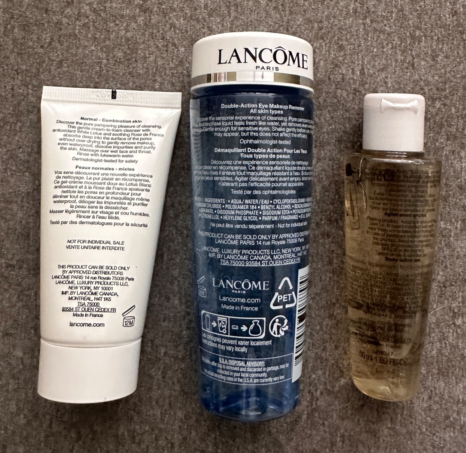 NWOB Set Of 3 Lancome Samples For Eyes And Face Total 150ml / 7.6oz