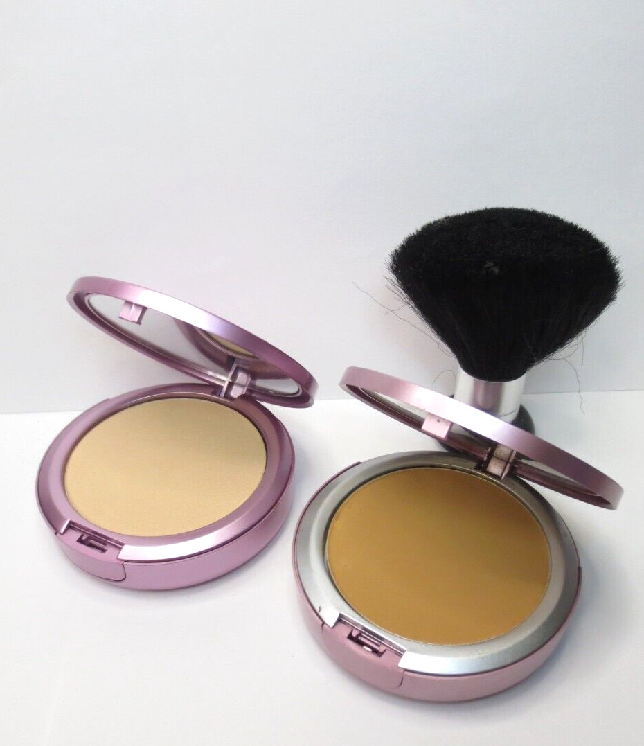 MALLY MIXED MAKEUP 3 PCS- BRUSH, POWDERS TAN & MEDIUM