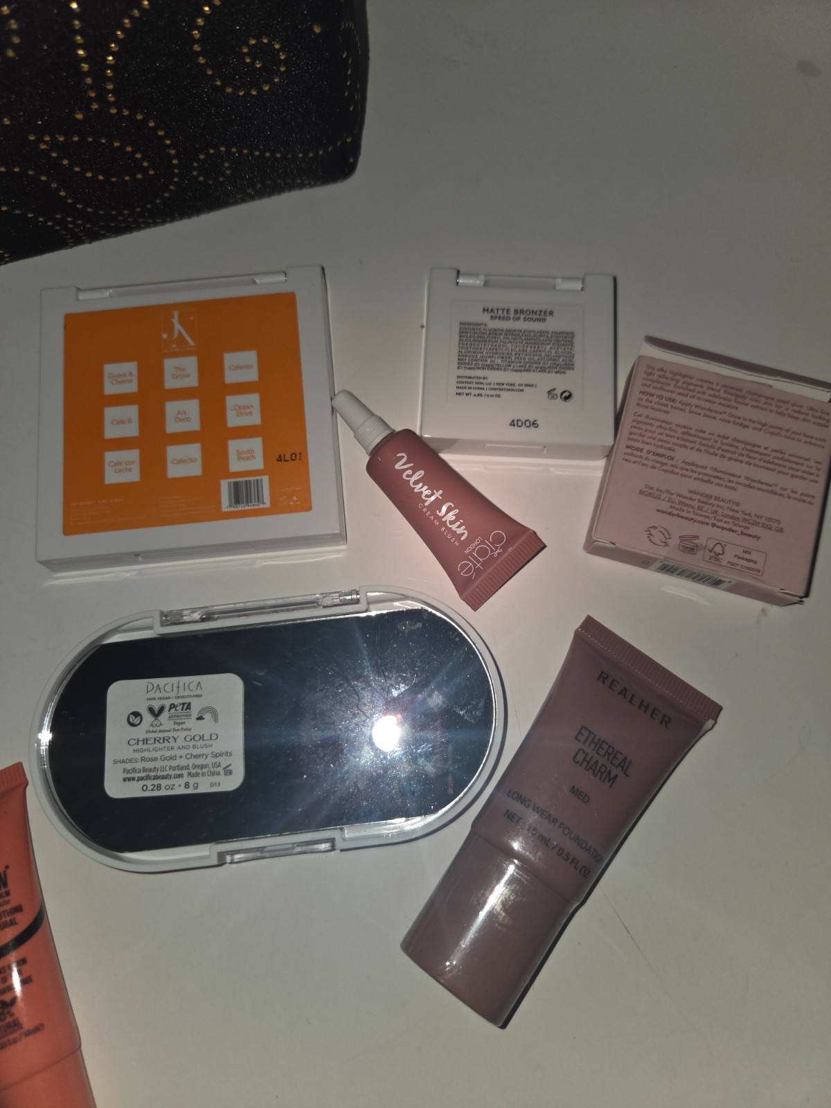 16pc NEW Cosmetic Samples Bag Perfume Lip Plump eye shadow blush compact bronzer
