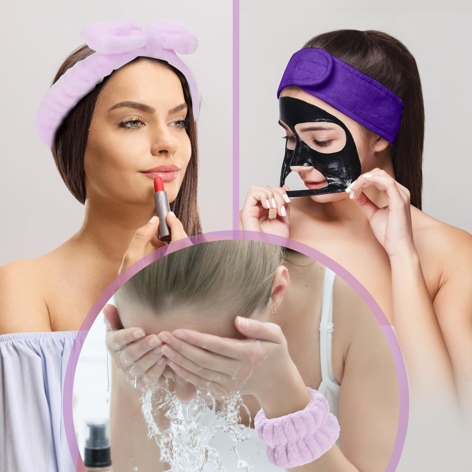 20 Piece Spa Set, Face Wash Headband and Wristband, Bubble Headband, Gifts fo…